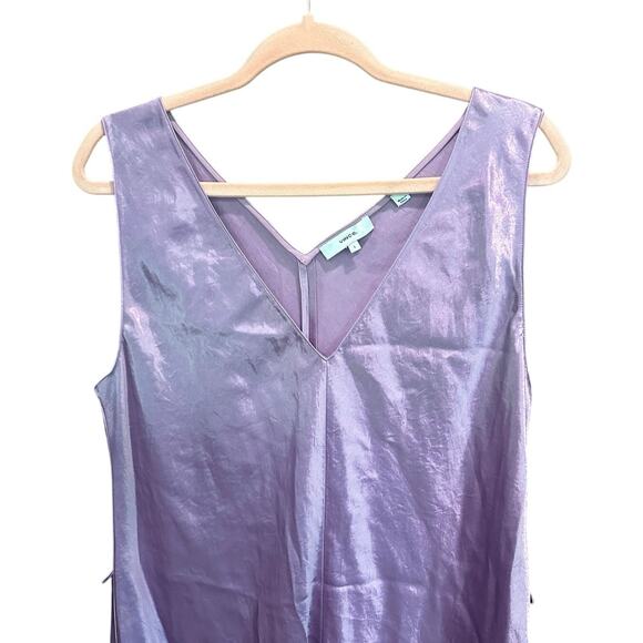 Vince V-neck Maxi Satin Slip Dress in Petal Nectar Pink Purple Large - Picture 6 of 10